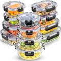 JoyJolt JoyFul 24pc(12 Airtight, Freezer Safe Food Storage Containers and 12 Lids), Pantry Kitchen Storage Containers, Glass Meal Prep Container for Lunch, Glass Storage Containers with Lids