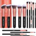 BSML(TM) Luxury 14pcs Makeup Brush Set Synthetic Foundation Powder Concealer Eyeshadow Palette Silver Black Rose Gold