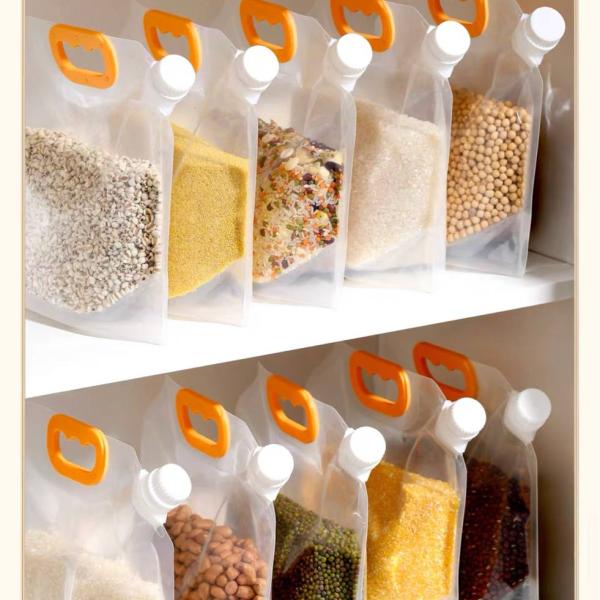 🎁 Exclusive Limited-Time Deal! 🎁MA Home Grain Spout Bag Transparent Refillable Plastic Food Drink Bean Cereals Storage Bags With Suction Nozzle